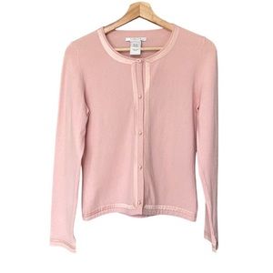L.K. BENNETT Button Front Pink Cardigan, Wool Silk Blend, Size Medium